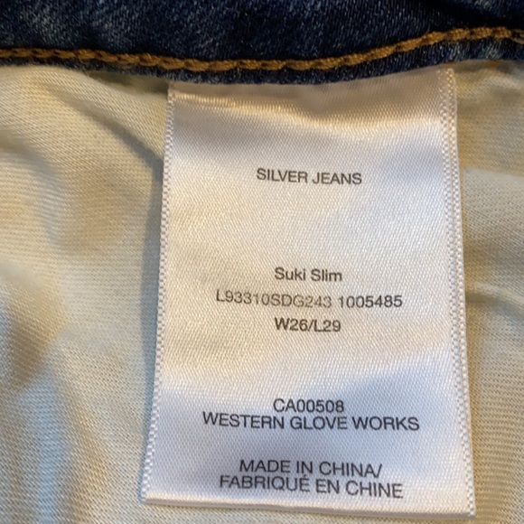 Silver Jeans SZ 26 Length 29 Suki Slim Distressed Denim Blue Jeans D32 - Picture 13 of 14